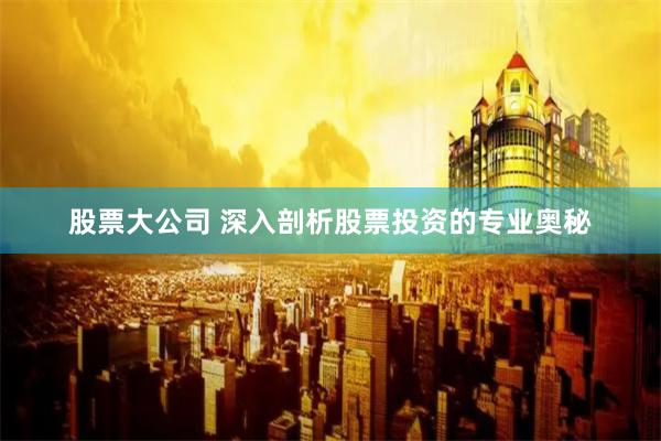 股票大公司 深入剖析股票投资的专业奥秘